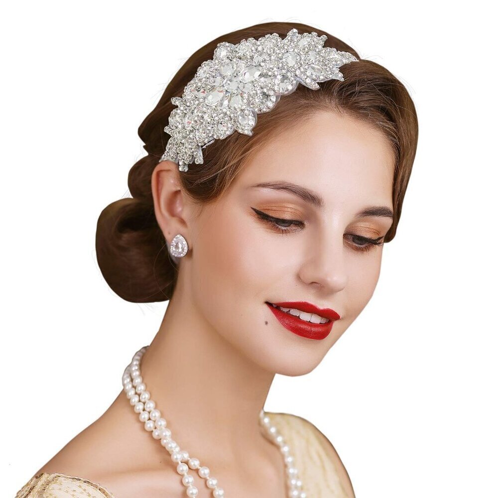 Rhinestone Flapper Headband-Elastic 1920s Headpiece, Great Gatsby Hair Accessori